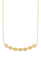 Curved Oval Link on Cable Chain Necklace in 10K Yellow Gold