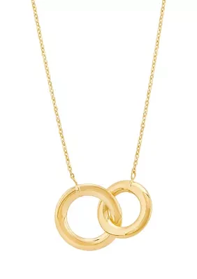 Interlock Paperclip on Cable Chain Necklace in 10K Yellow Gold