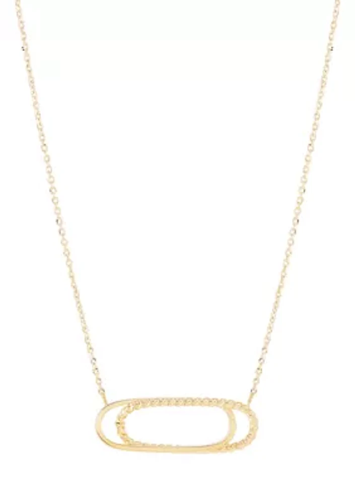 Interlock Paperclip on Cable Chain Necklace in 10K Yellow Gold