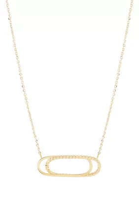 Interlock Paperclip on Cable Chain Necklace in 10K Yellow Gold