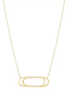 Interlock Paperclip on Cable Chain Necklace in 10K Yellow Gold