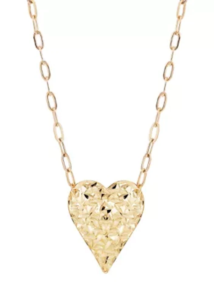 18x15mm Heart with Paperclip Chain Necklace in 10K Yellow Gold