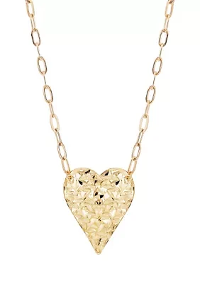 18x15mm Heart with Paperclip Chain Necklace in 10K Yellow Gold