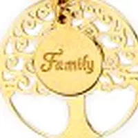 Family Tree & Disc Drop Necklace in 10K Yellow Gold