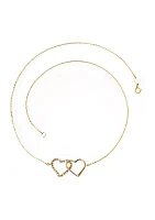 Double Heart Necklace in 10K Yellow and White and Rose Gold