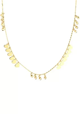 Bead Hearts Station Necklace in 10K Yellow Gold