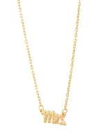 Letter Mrs. Necklace in 10K Yellow Gold