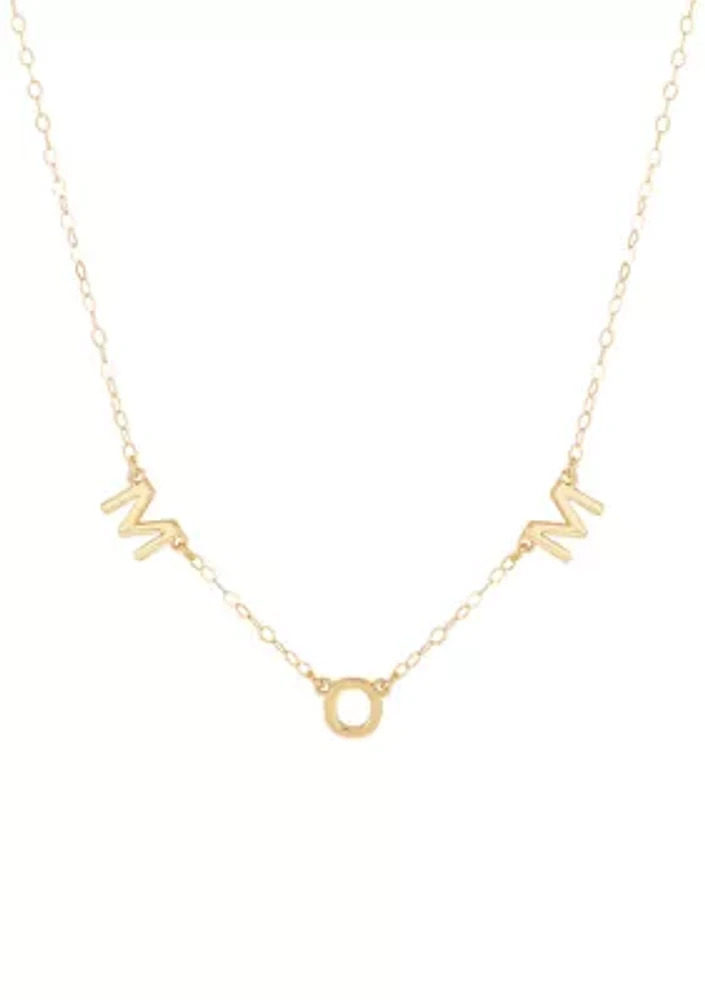 Station On Mom Necklace in 10K Yellow Gold