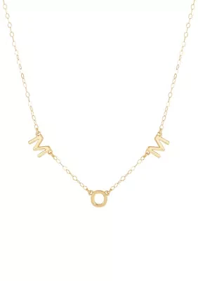 Station On Mom Necklace in 10K Yellow Gold