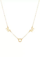 Station On Mom Necklace in 10K Yellow Gold