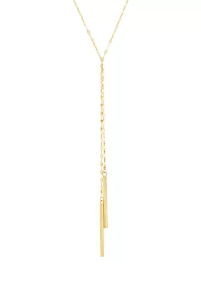 Long 2 Bar Drop Necklace in 10K Yellow Gold