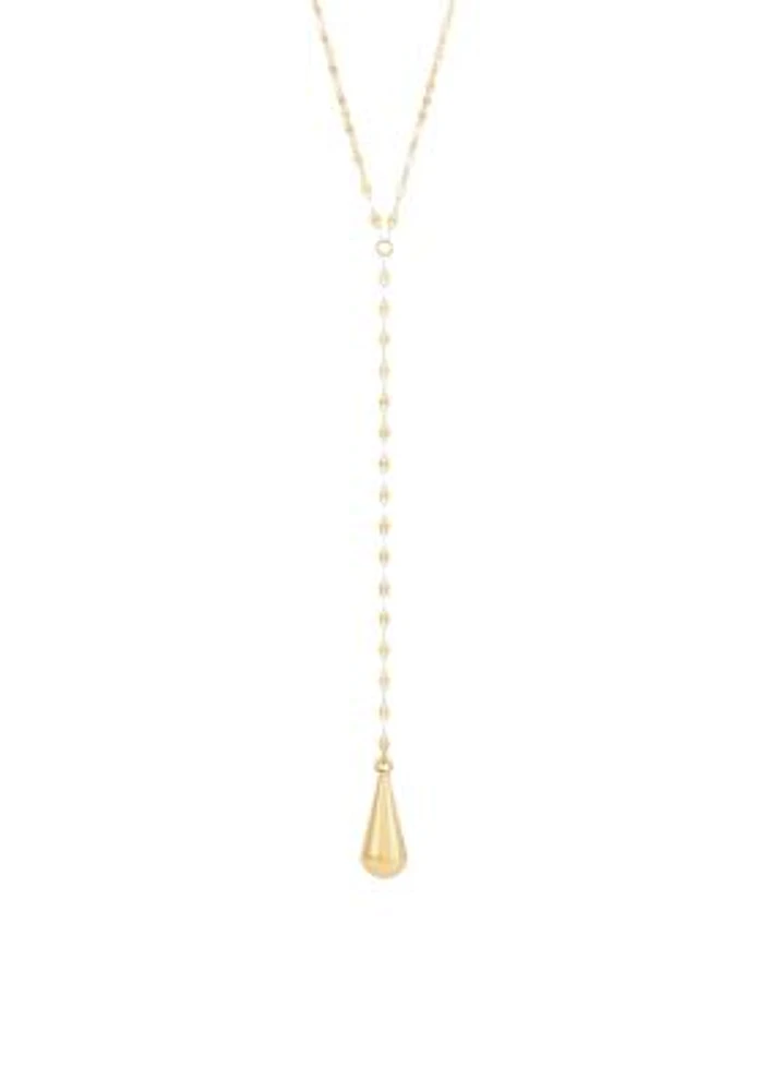 Lariat Teardrop Necklace in 10K Yellow Gold