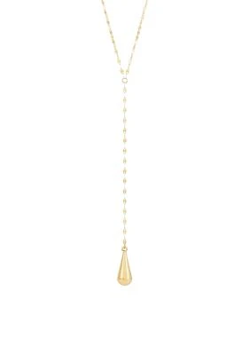 Lariat Teardrop Necklace in 10K Yellow Gold