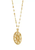 Round Sun Disk Pendant Necklace with 18" Cable Chain in 10K Yellow Gold