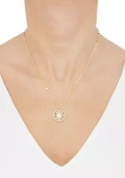 Round Sun Disk Pendant Necklace with 18" Cable Chain in 10K Yellow Gold