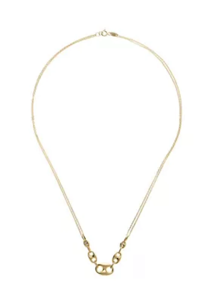 3 Graduated Marina 2 Row Chain Necklace in 10K Yellow Gold