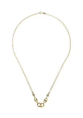 3 Graduated Marina 2 Row Chain Necklace in 10K Yellow Gold