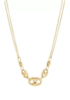 3 Graduated Marina 2 Row Chain Necklace in 10K Yellow Gold