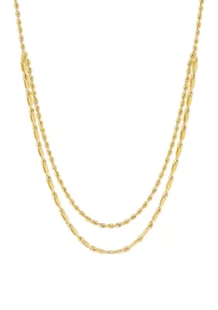 Layered Hollow Rope Necklace in 10K Yellow Gold