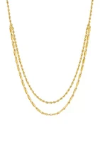 Layered Hollow Rope Necklace in 10K Yellow Gold