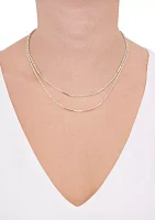 Layered Hollow Rope and Paperclip Necklace in 10K Yellow Gold