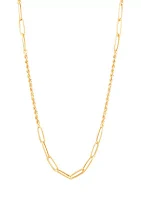 Alternate Hollow Rope and Paperclip Necklace in 10K Yellow Gold