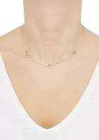 Open Heart Station Necklace in 10K Yellow Gold