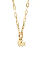 Dangle Heart and Star Necklace in 10K Yellow Gold