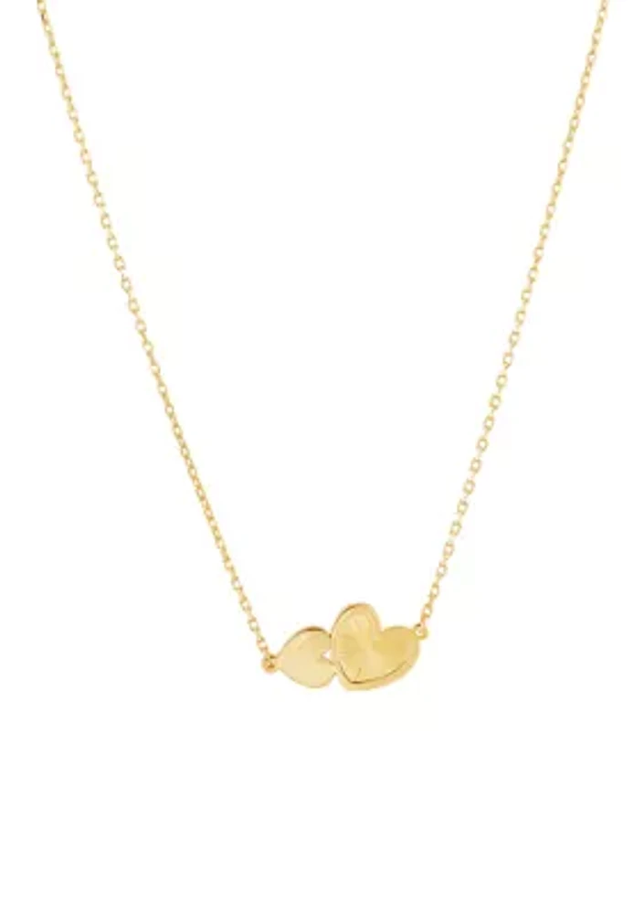 Double Heart Necklace in 10K Yellow Gold