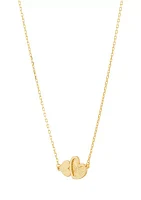 Double Heart Necklace in 10K Yellow Gold