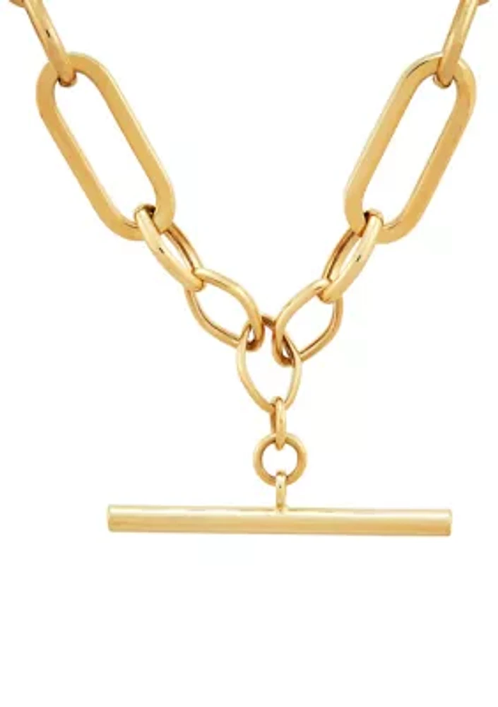 Hollow Alternate Link Bar Pendant Necklace in 10K Yellow Gold