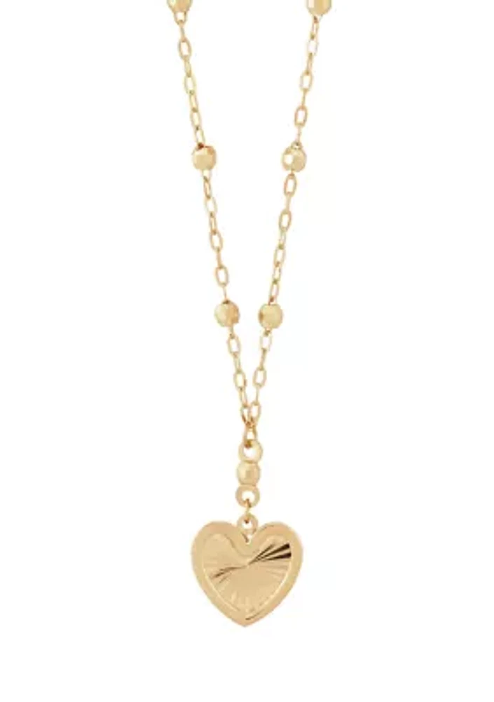 Heart Dangle Necklace in 10K Yellow Gold