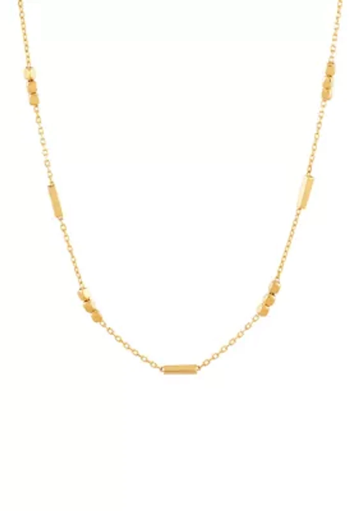 Tube Bar Station Necklace in 10K Yellow Gold