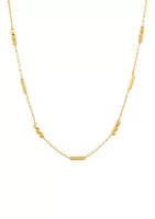 Tube Bar Station Necklace in 10K Yellow Gold