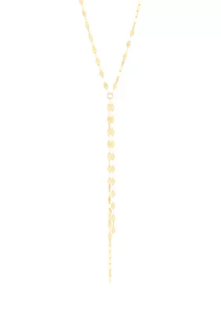 Mirror Twist Lariat Necklace in 10K Yellow Gold