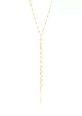 Mirror Twist Lariat Necklace in 10K Yellow Gold