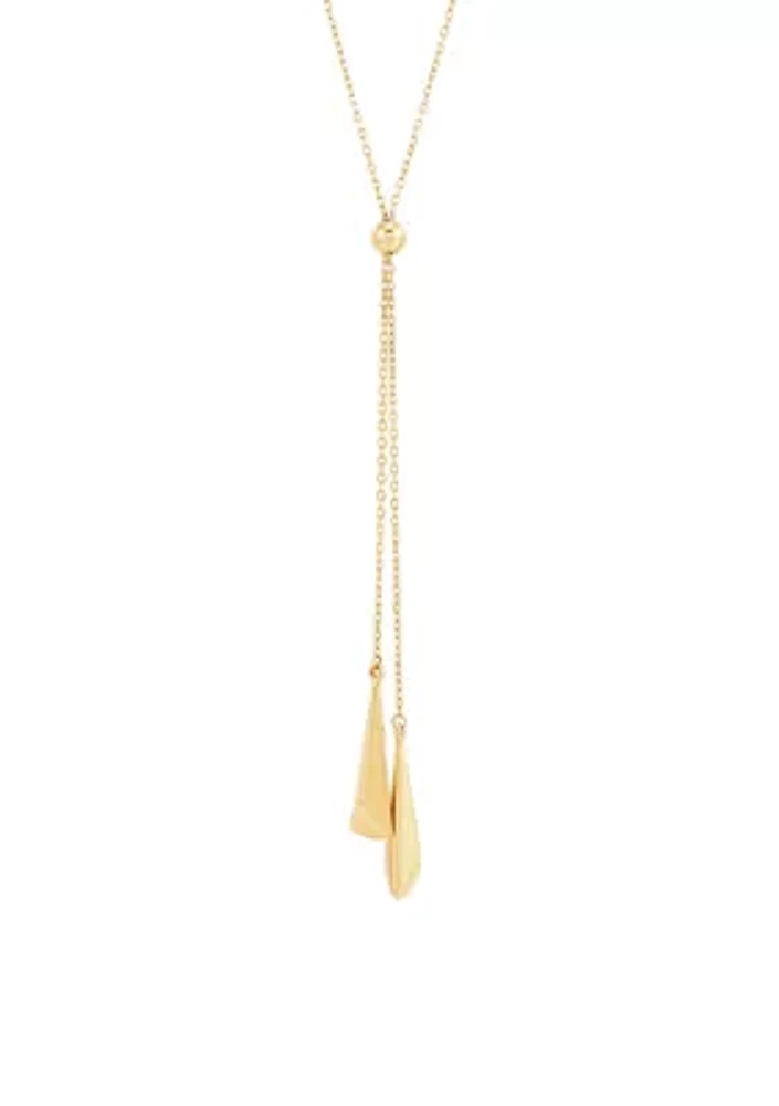 Long Triangle Drop Necklace in 10K Yellow Gold