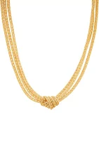 3 Layers Net Mesh with Knot on Center Necklace in 10K Yellow Gold