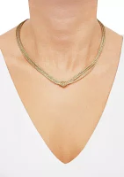 3 Layers Net Mesh with Knot on Center Necklace in 10K Yellow Gold