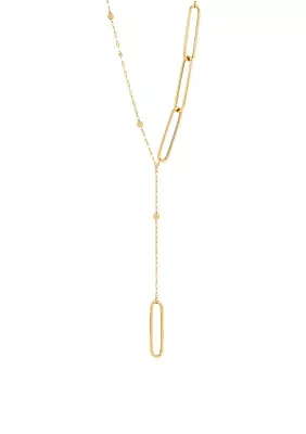 Lariat Fancy Paperclip Drop Neckalce in 10K Yellow Gold