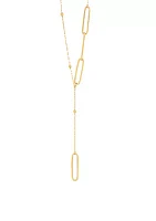 Lariat Fancy Paperclip Drop Neckalce in 10K Yellow Gold