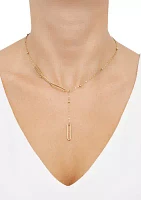 Lariat Fancy Paperclip Drop Neckalce in 10K Yellow Gold