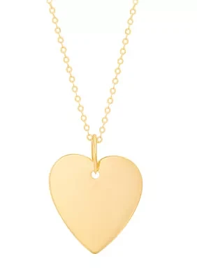 Flat Heart Necklace in 10K Yellow Gold
