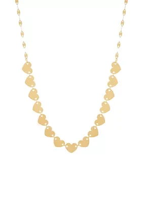 Multi Hearts Station Necklace in 10K Yellow Gold