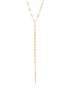 Mirror Chain Lariat Necklace in 10K Yellow Gold