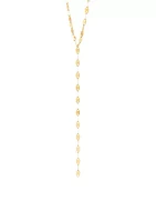 Mirror Chain Lariat Necklace in 10K Yellow Gold