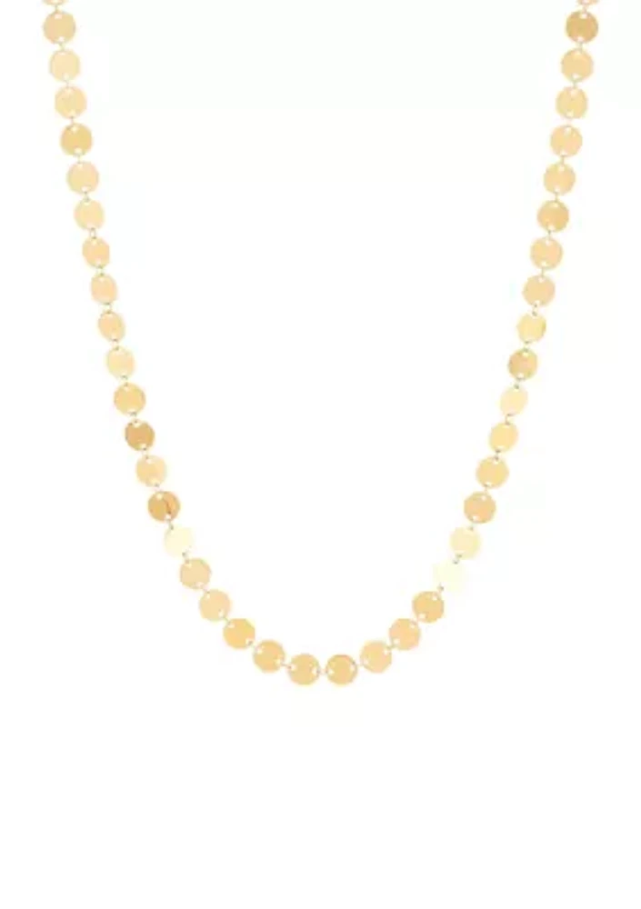 Disk Station Necklace in 10K Yellow Gold