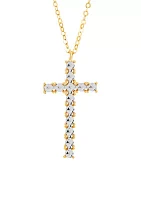 Cross Pendant Rolo Chain Necklace in 10K Yellow and White Gold