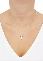 Cross Pendant Rolo Chain Necklace in 10K Yellow and White Gold