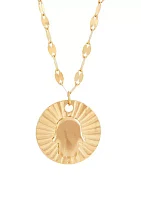 Hamsa Coin Necklace in 10K Yellow Gold